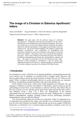 The Image of a Christian in Sidonius Apollinaris' Letters