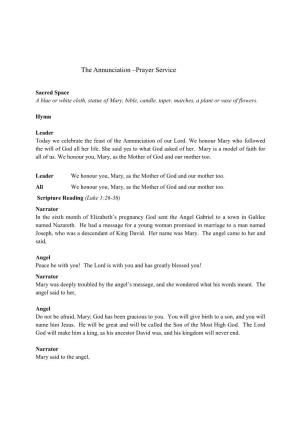 The Annunciation -Prayer Service