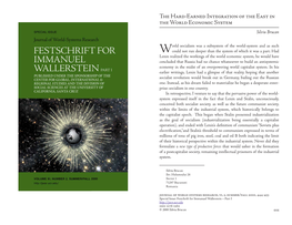 Festschrift for Immanuel Wallerstein Part I