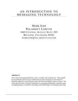 An Introduction to Messaging Technology