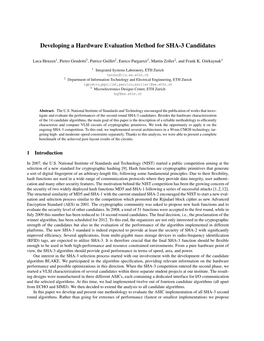 Developing a Hardware Evaluation Method for SHA-3 Candidates
