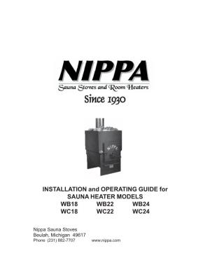 INSTALLATION and OPERATING GUIDE for SAUNA HEATER MODELS WB18 WB22 WB24 WC18 WC22 WC24