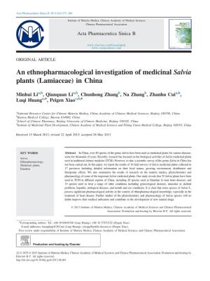 An Ethnopharmacological Investigation of Medicinal Salvia Plants (Lamiaceae) in China