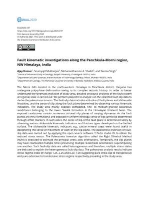 Fault Kinematic Investigations Along the Panchkula-Morni Region, NW Himalaya, India