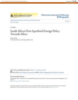 South Africaâ•Žs Post-Apartheid Foreign Policy Towards Africa