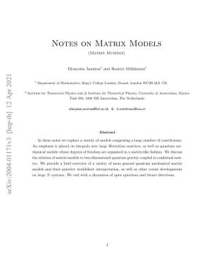 Notes on Matrix Models (Matrix Musings)