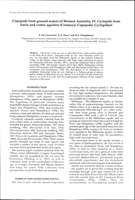 Copepods from Ground Waters of Western Australia, IV