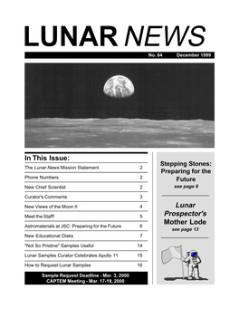 Lunar Prospector's Mother Lode in This Issue