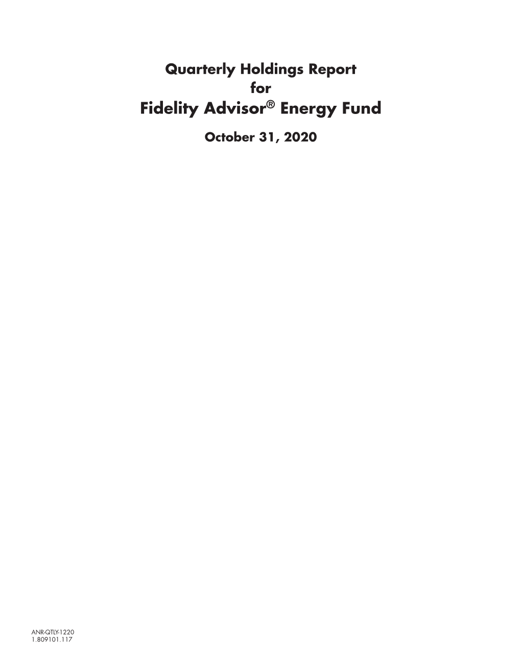Fidelity Advisor® Energy Fund