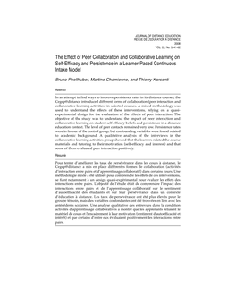 The Effect of Peer Collaboration and Collaborative Learning on Self-Efficacy and Persistence in a Learner-Paced Continuous Intake Model