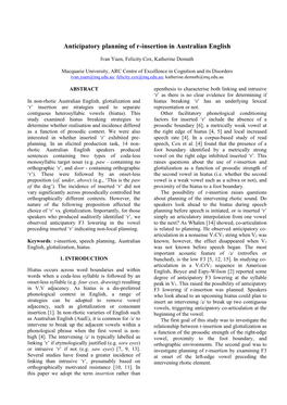 Anticipatory Planning of R-Insertion in Australian English