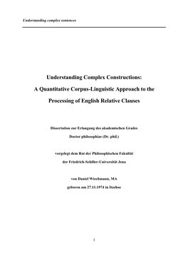Understanding Complex Constructions: a Quantitative Corpus-Linguistic Approach to the Processing of English Relative Clauses