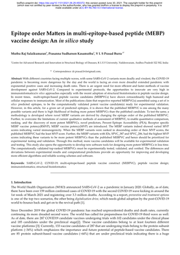 (MEBP) Vaccine Design: an in Silico Study