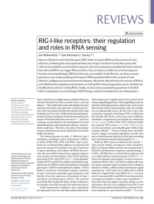 RIG-I-Like Receptors: Their Regulation and Roles in RNA Sensing