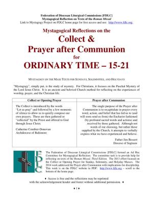 Collect & Prayer After Communion ORDINARY TIME