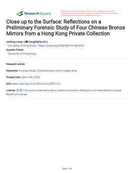 Re Ections on a Preliminary Forensic Study of Four Chinese Bronze