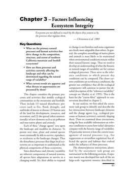 Factors Influencing Ecosystem Integrity