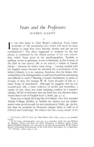 Yeats and the Professors