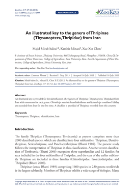 An Illustrated Key to the Genera of Thripinae (Thysanoptera, Thripidae) from Iran