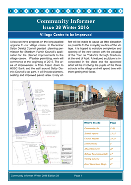 Community Informer Issue 38 Winter 2016 Village Centre to Be Improved