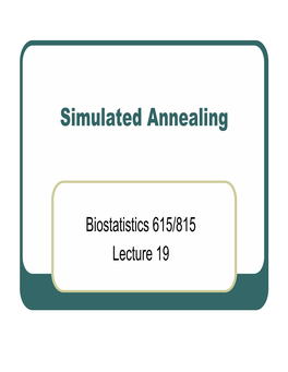 Lecture 19 -- Simulated Annealing