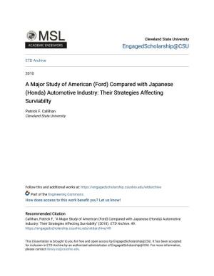Ford) Compared with Japanese (Honda) Automotive Industry: Their Strategies Affecting Surviabilty