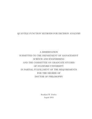 Quantile Function Methods for Decision Analysis