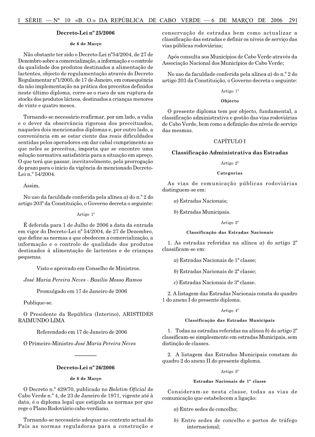 Nº 10 «Bo» Da República De Cabo Verde — 6 De Março De 2006