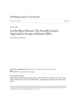 The Seventh Circuit's Approach to Accept-Or-Return Offers, 55 Wash