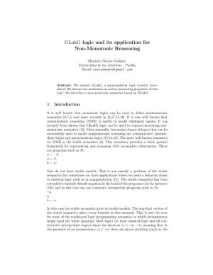 Glukg Logic and Its Application for Non-Monotonic Reasoning