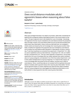 X2019; Egocentric Biases When Reasoning About False Beliefs?