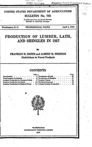 Production of Lumber, Lath, and Shingles M 1917
