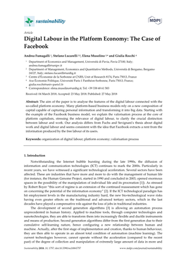 Digital Labour in the Platform Economy: the Case of Facebook