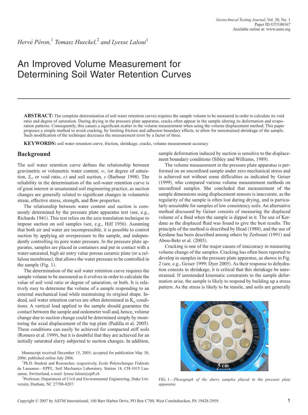 An Improved Volume Measurement for Determining Soil Water Retention Curves