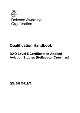 DAO Level 5 Certificate in Applied Aviation Studies (Helicopter Crewman)