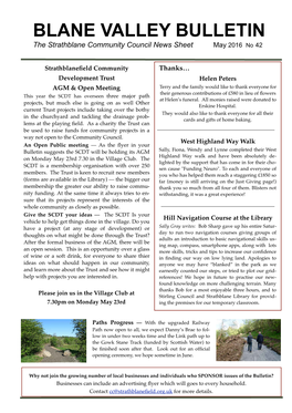 BLANE VALLEY BULLETIN the Strathblane Community Council News Sheet May 2016 No 42