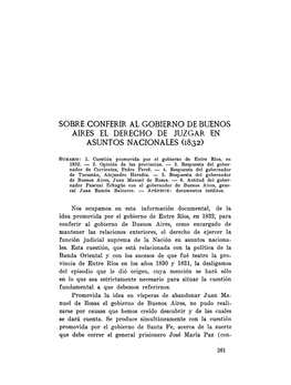 Sobre Conferir Al Gobierno De Buenos Aires El Derecho De Juzgar En Asuntos Nacionales (1832)