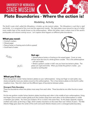 Plate Boundaries - Where the Action Is! Modeling Activity