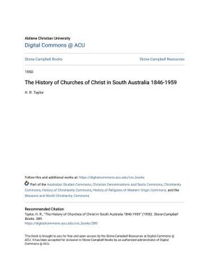 The History of Churches of Christ in South Australia 1846-1959