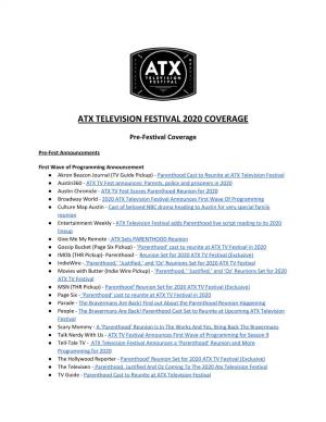 Atx Television Festival 2020 Coverage