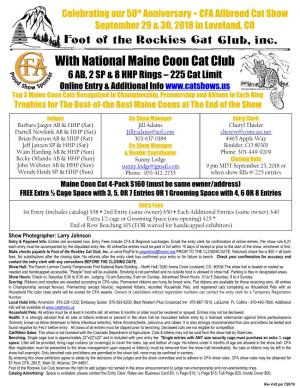 With National Maine Coon Cat Club 6 AB, 2 SP & 8 HHP Rings – 225 Cat Limit