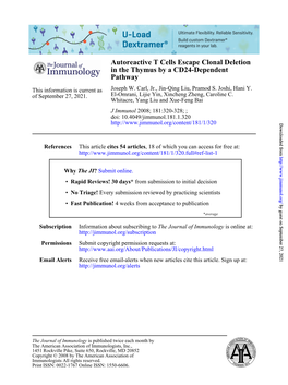 Pathway in the Thymus by a CD24-Dependent Autoreactive T