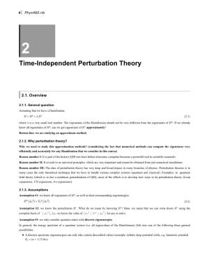 Chapter 2: Time-Independent Perturbation Theory