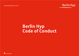 Berlin Hyp Code of Conduct a Partnership Built on Trust