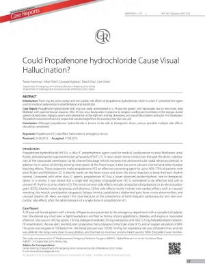 Could Propafenone Hydrochloride Cause Visual Hallucination?
