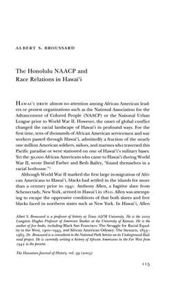 The Honolulu NAACP and Race Relations in Hawai'i