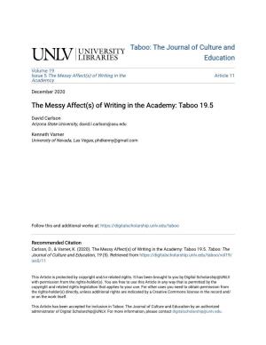 The Messy Affect(S) of Writing in the Academy: Taboo 19.5