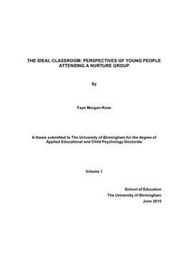 The Ideal Classroom: Perspectives of Young People Attending a Nurture Group