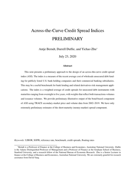 Across-The-Curve Credit Spread Indices PRELIMINARY