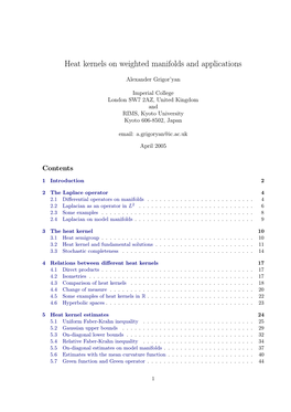 Heat Kernels on Weighted Manifolds and Applications